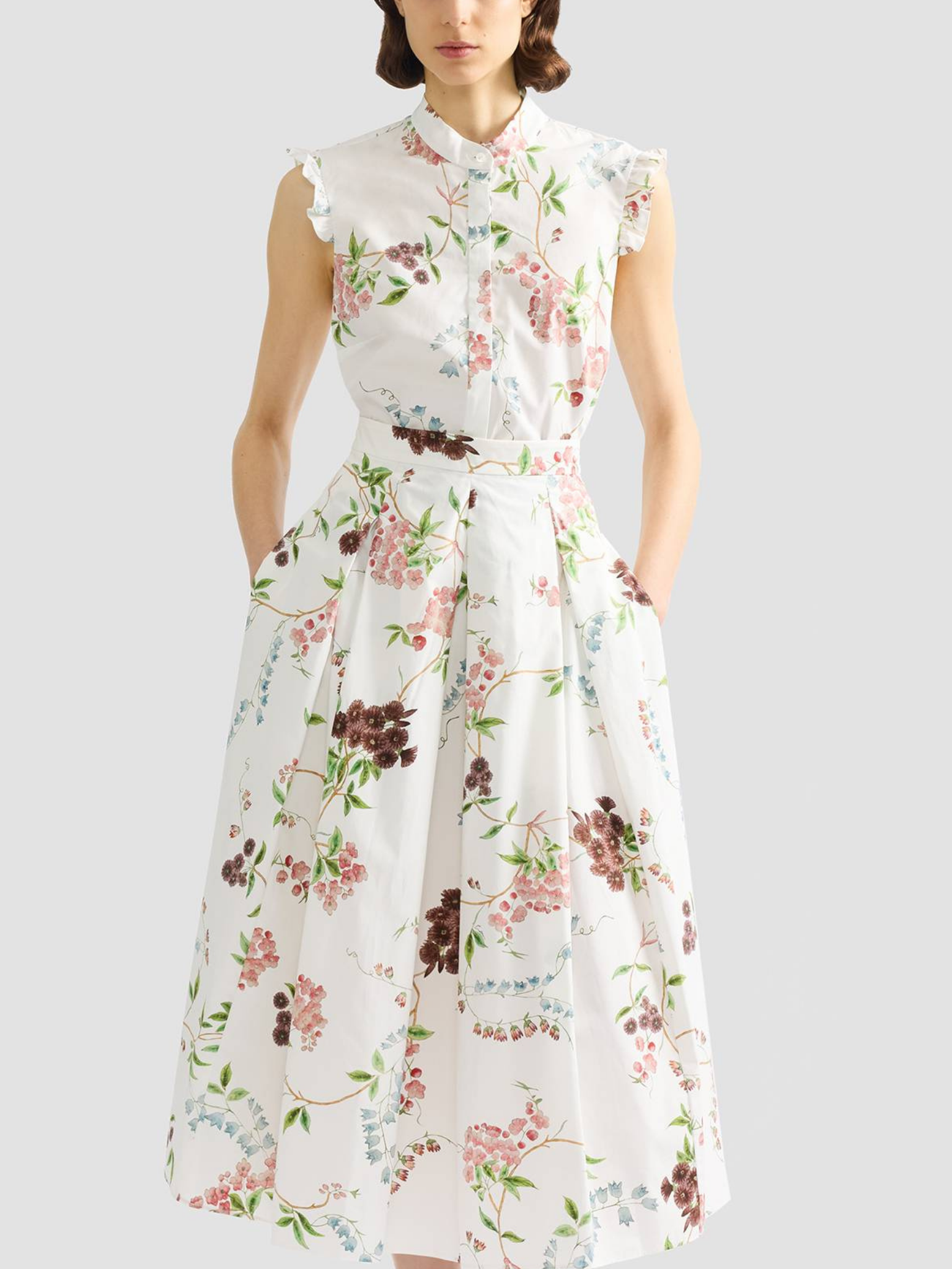 Floral Print Cotton Sleeveless Shirt