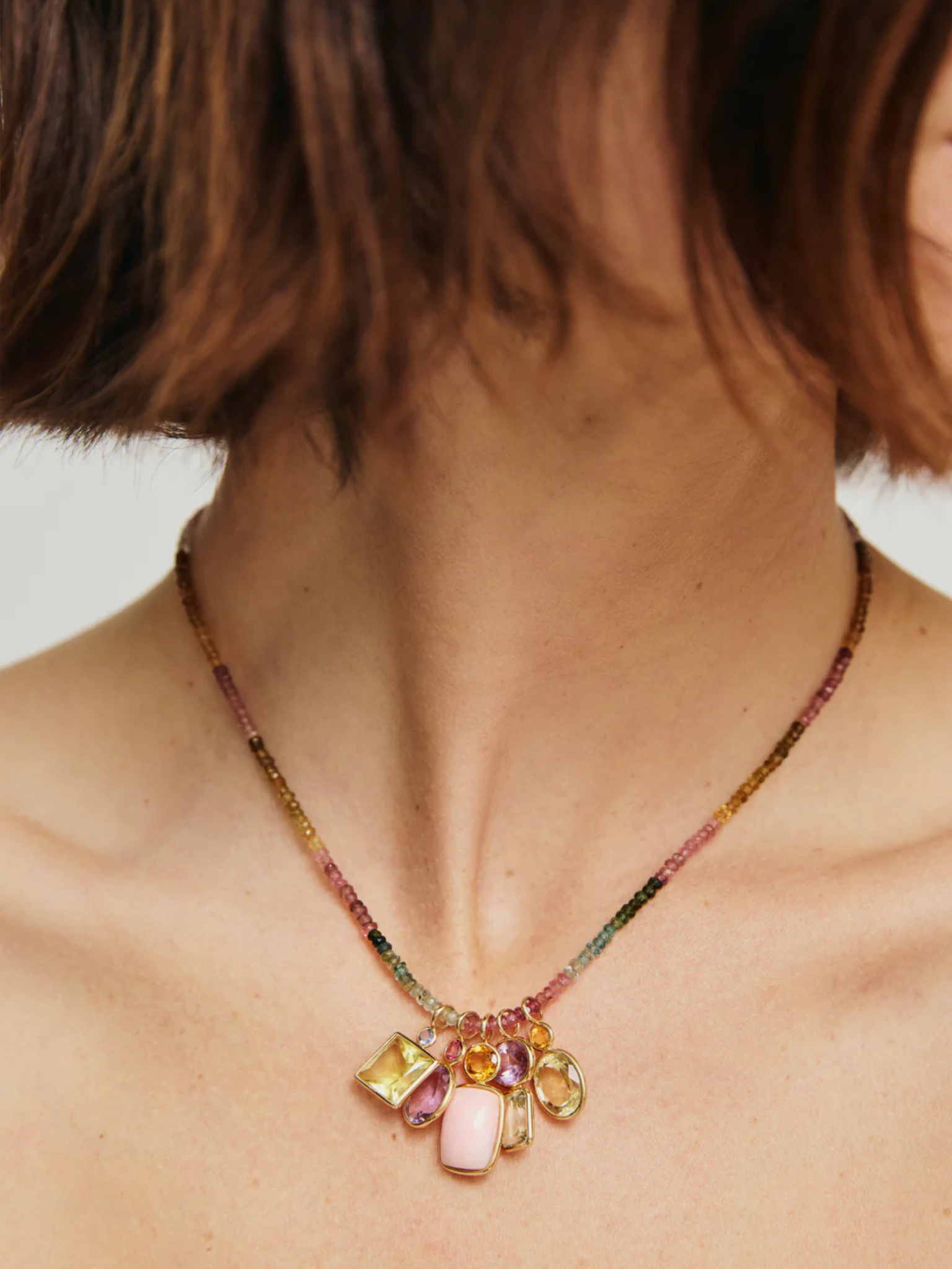 Stacked Rectangle 14k Gold Necklace Charm