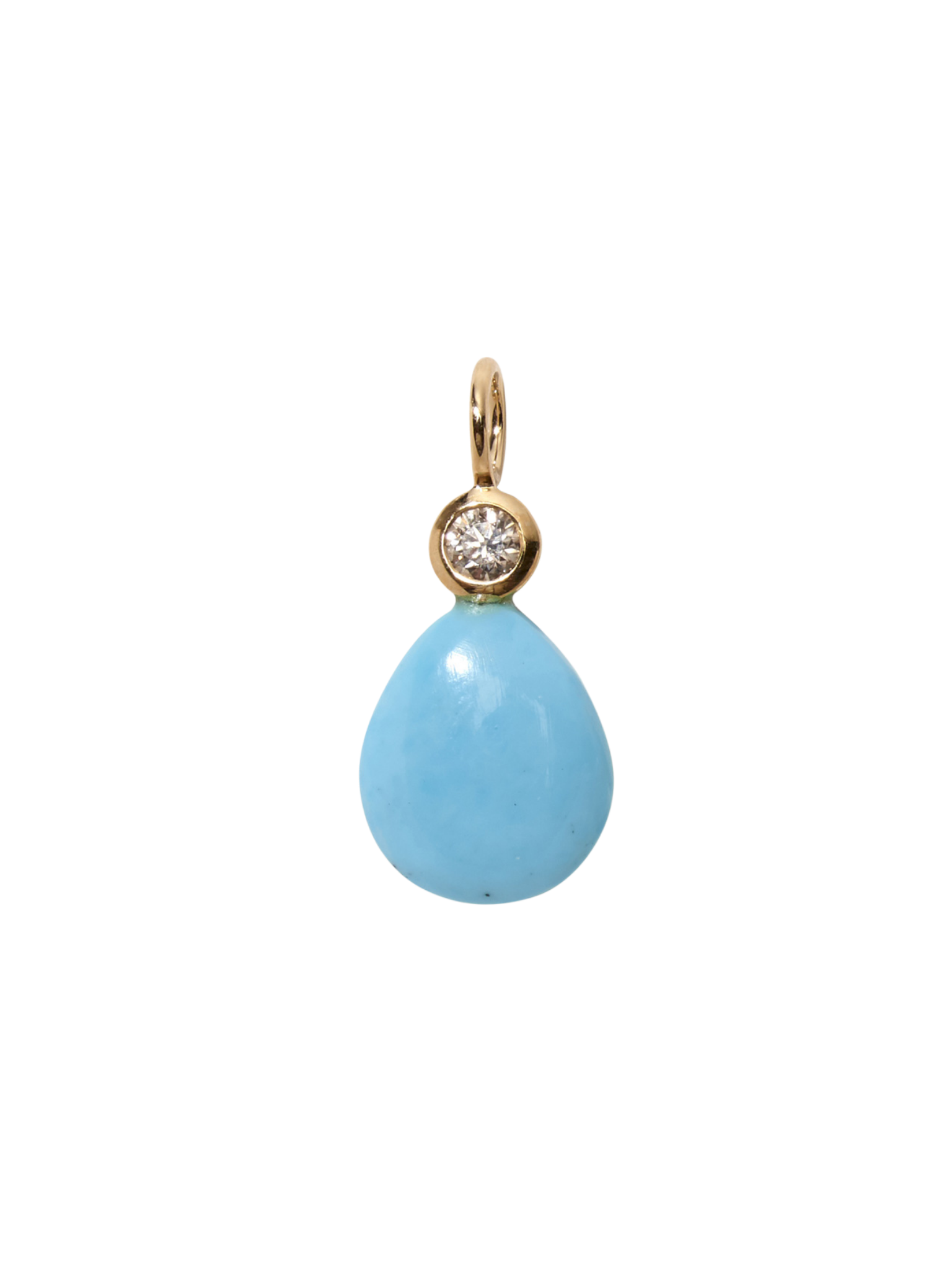 Diamond & Turquoise 14k Gold Necklace Charm