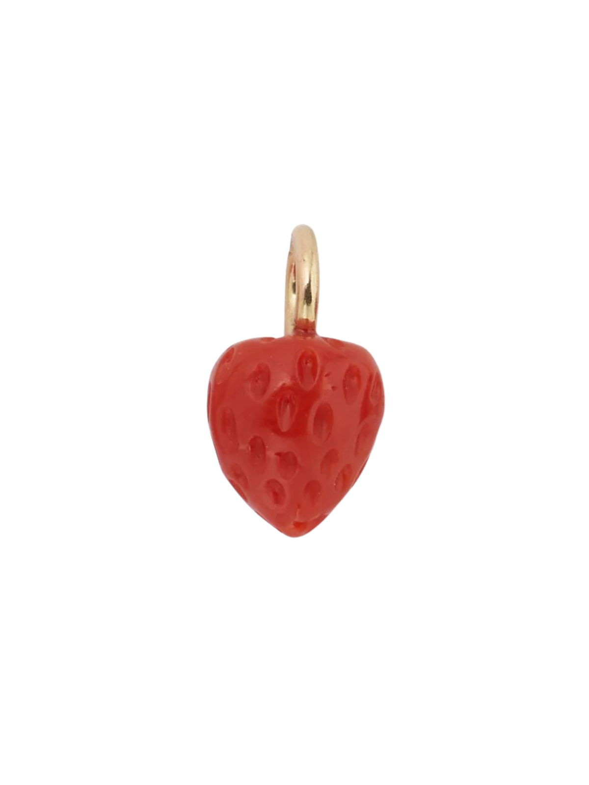 Puffy Coral Strawberry 14k Necklace Charm
