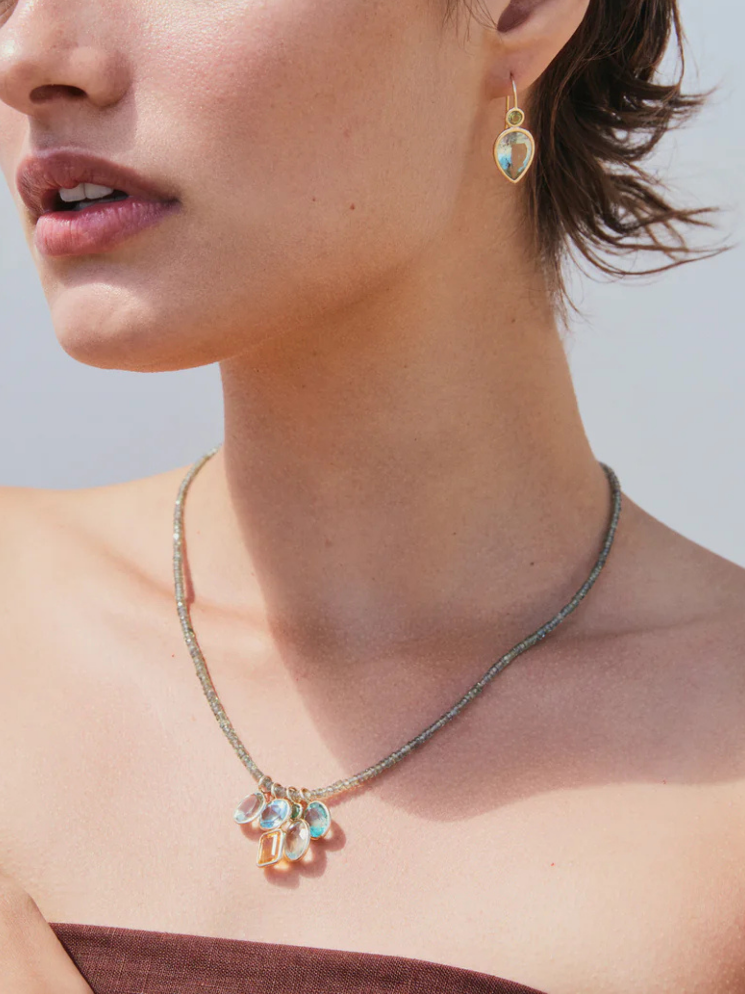 Stacked Rectangle 14k Gold Necklace Charm