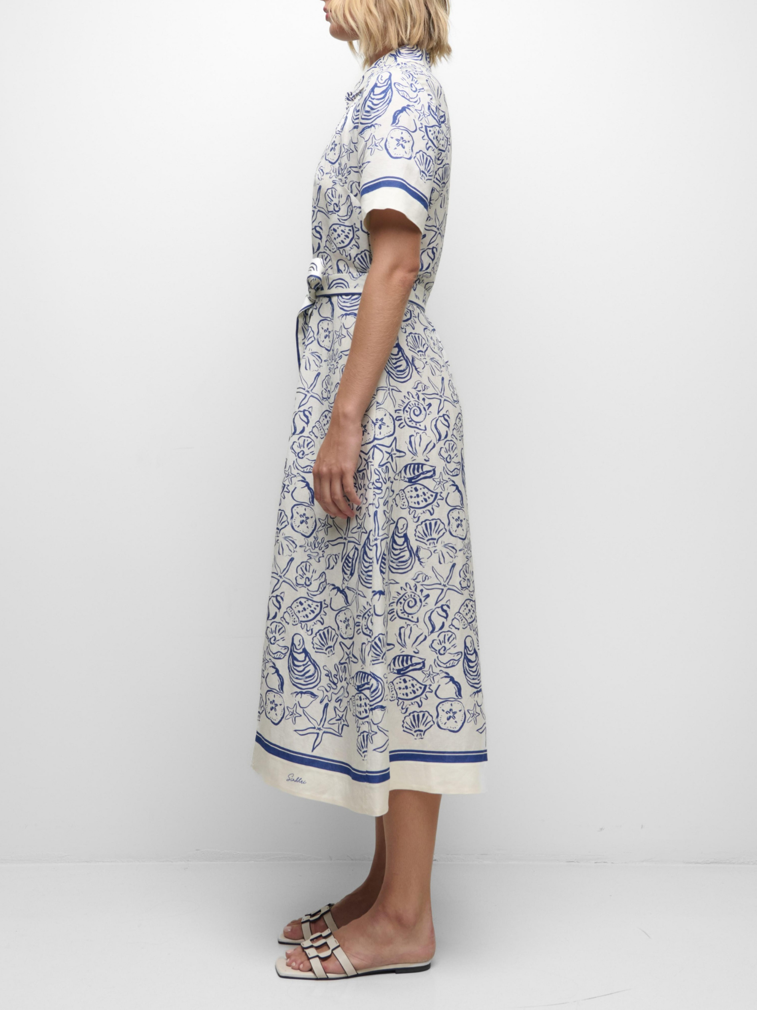 Audria Short Sleeve Belted Midi Dress