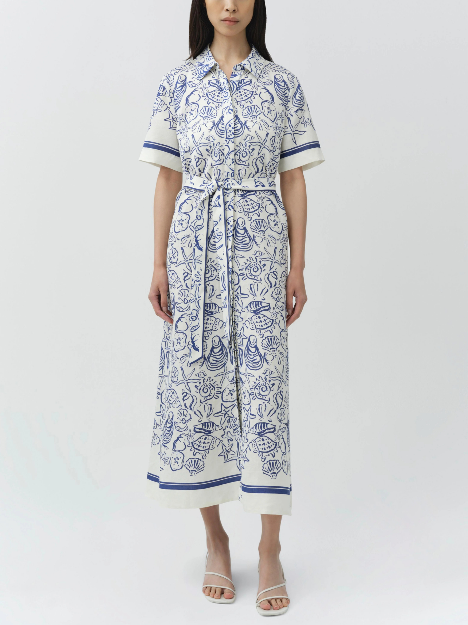 Audria Short Sleeve Belted Midi Dress