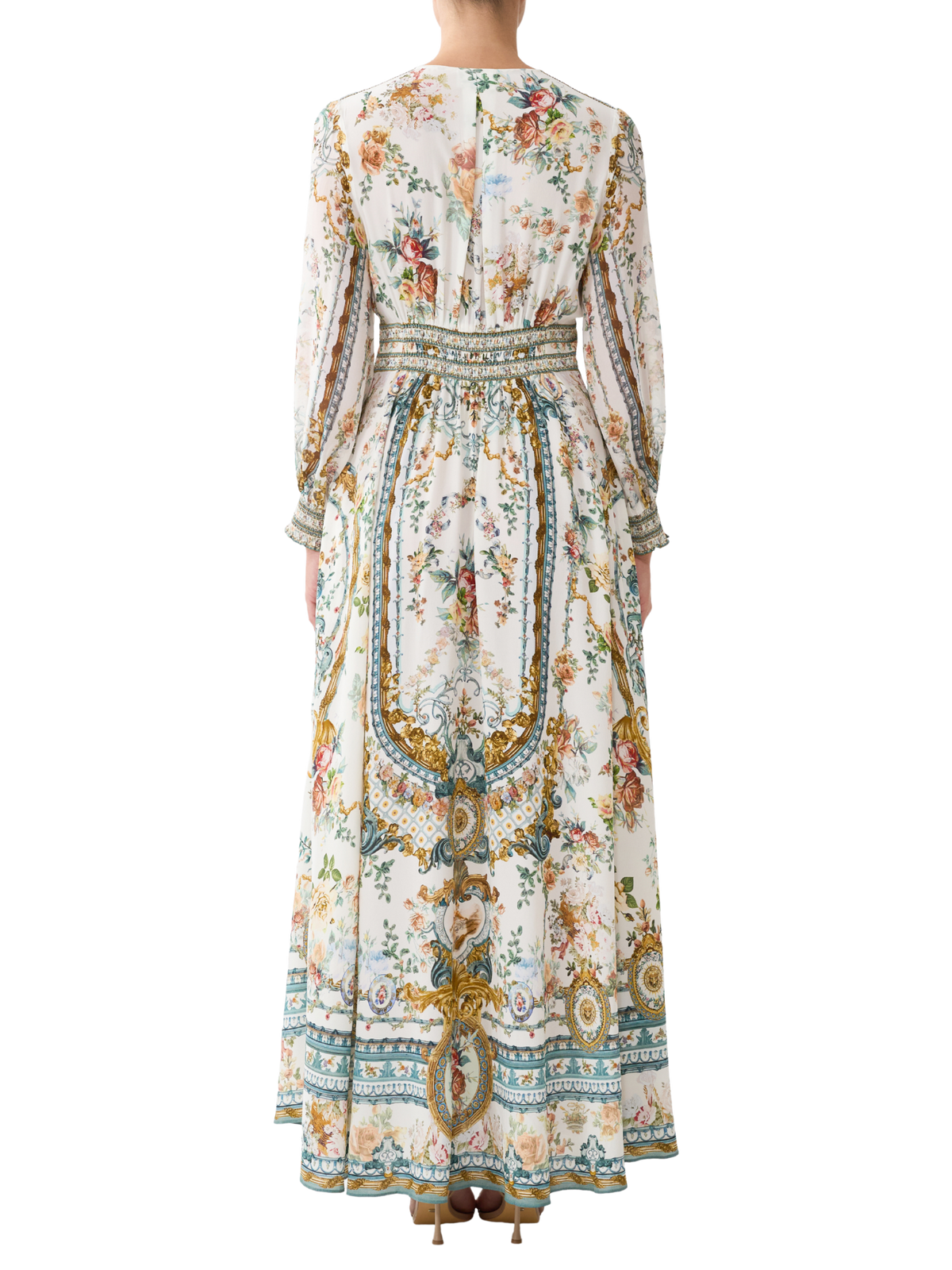 Shaped Waist V-Neck Maxi Dress
