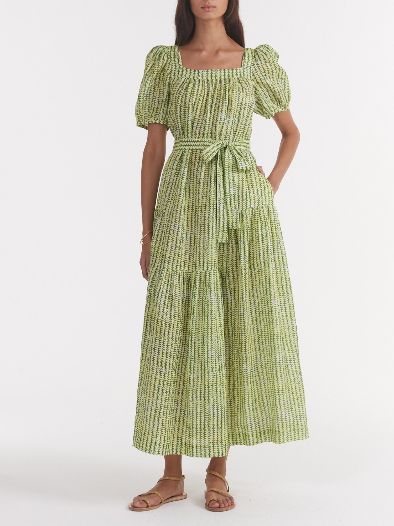 Saloni Yoshi Dress in Stem Lemon