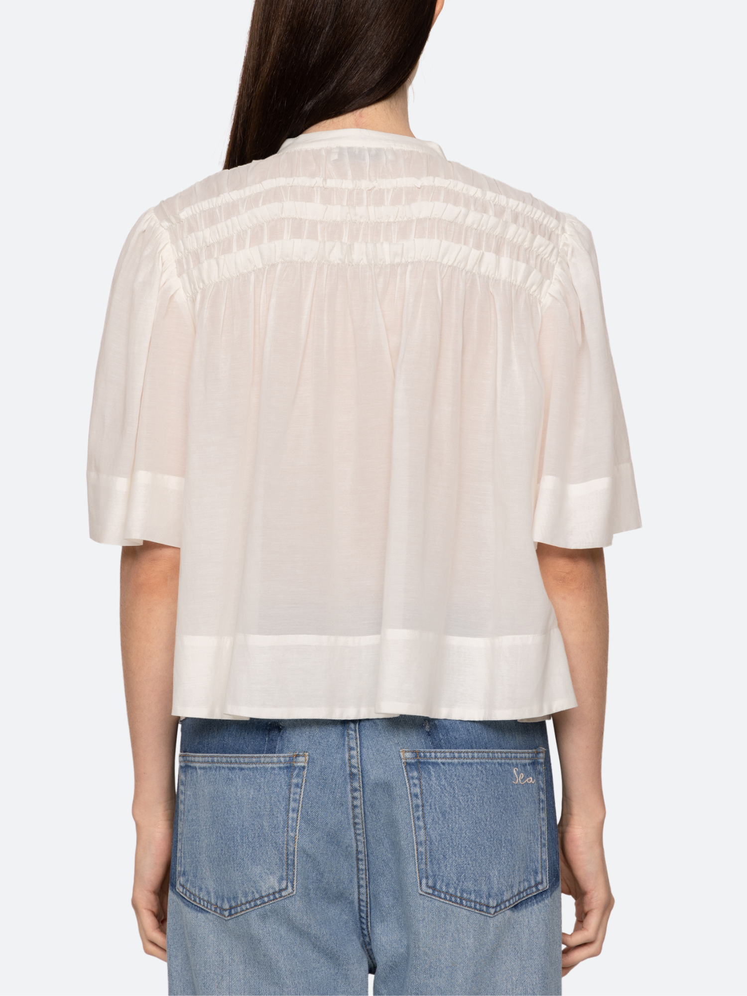 Sea NY Nomi Solid Short Sleeve Top in Cream