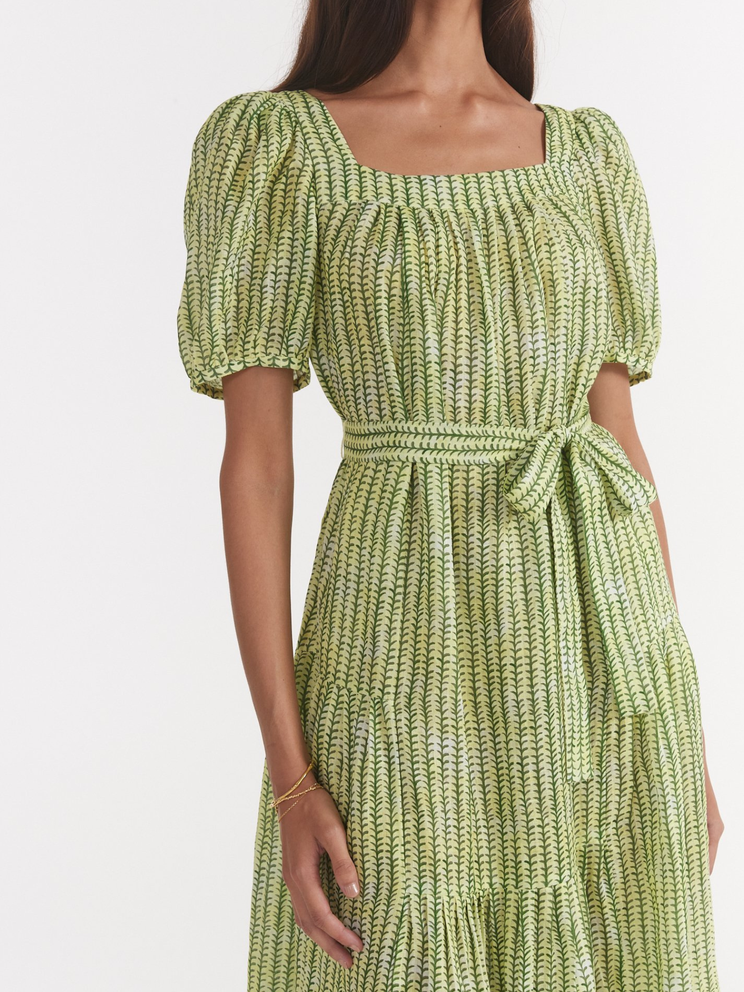 Saloni Yoshi Dress in Stem Lemon