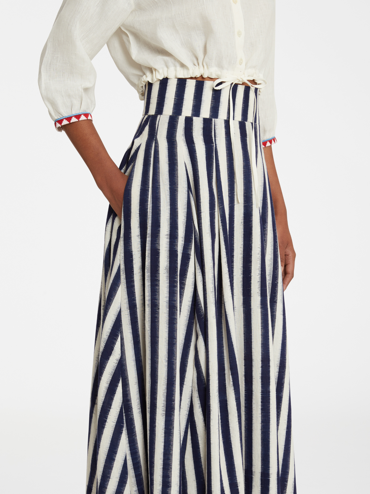 Emporio Sirenuse Flaminia Ikat Stripe Maxi Skirt