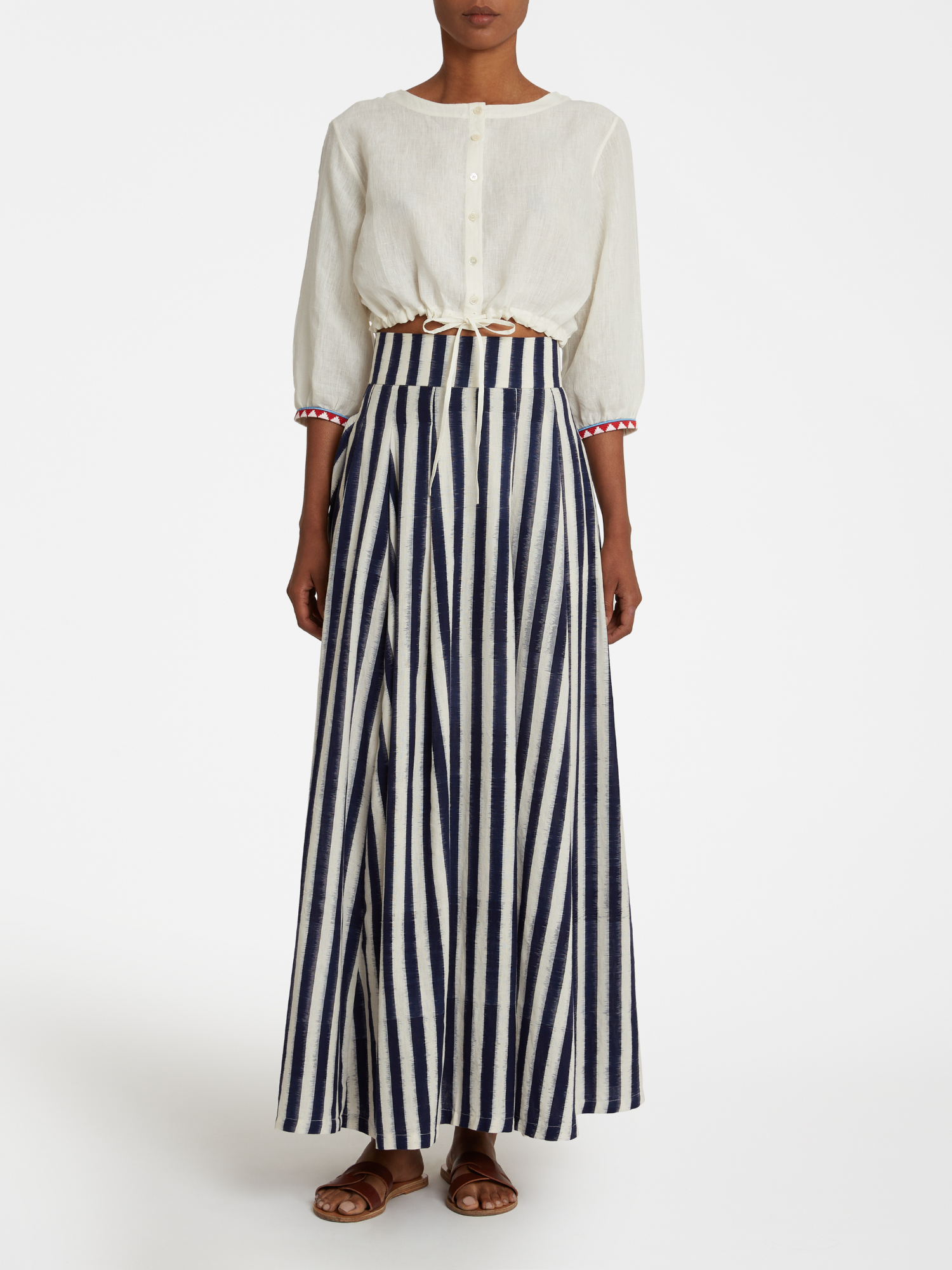 Emporio Sirenuse Flaminia Ikat Stripe Maxi Skirt