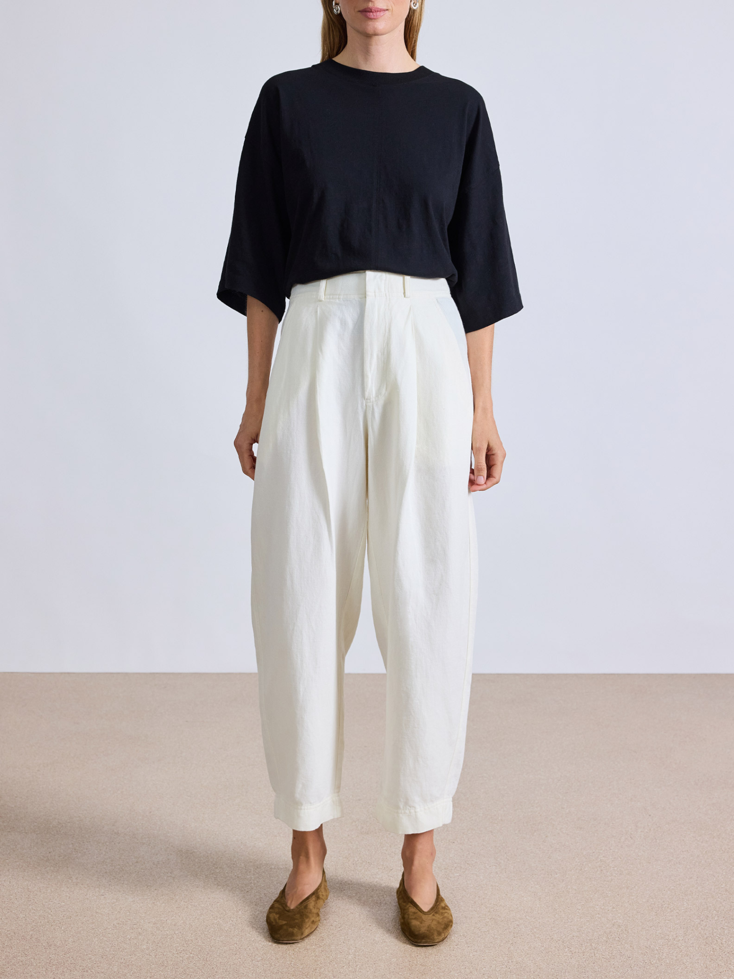 Apiece Apart Bari Crop Trouser in Cream