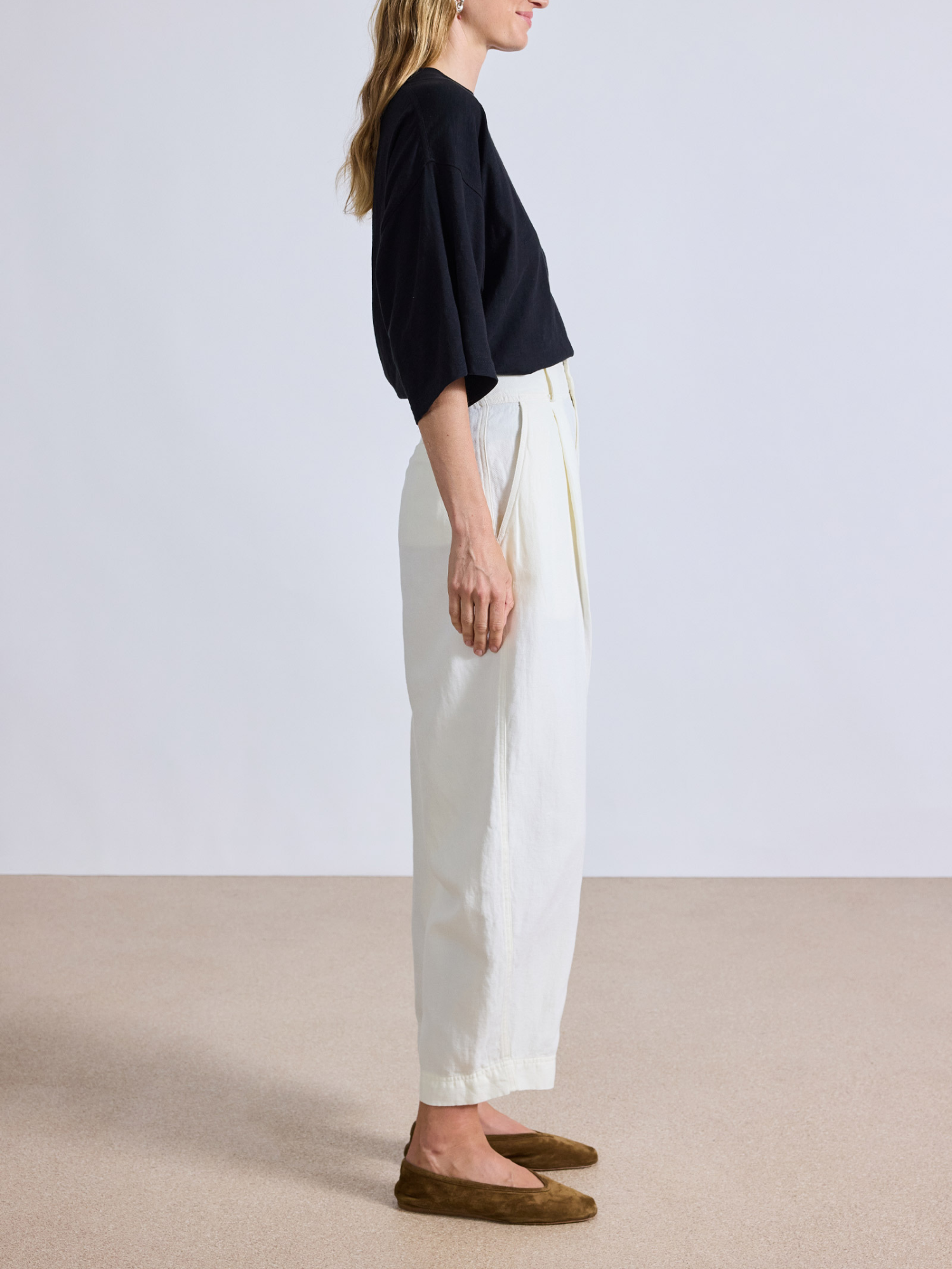 Apiece Apart Bari Crop Trouser in Cream