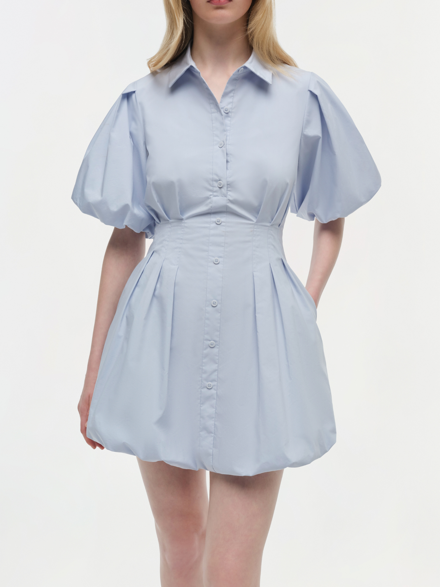 Cleo Balloon Pintuck Mini Dress