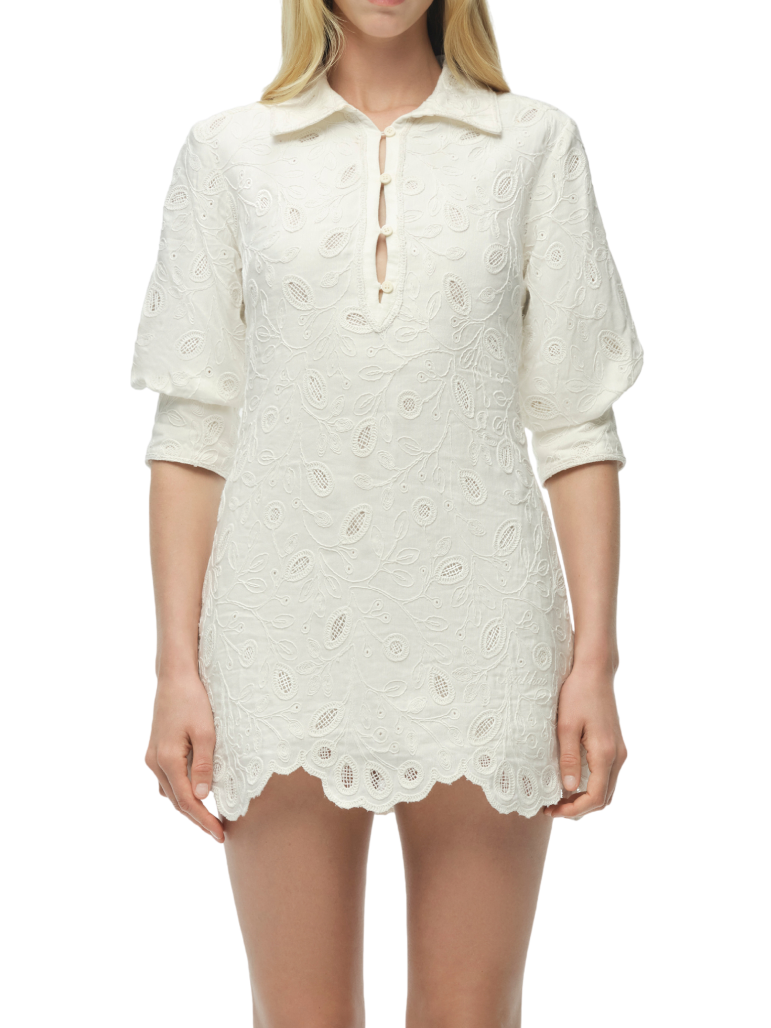 Freya Embroidered Linen Mini Dress