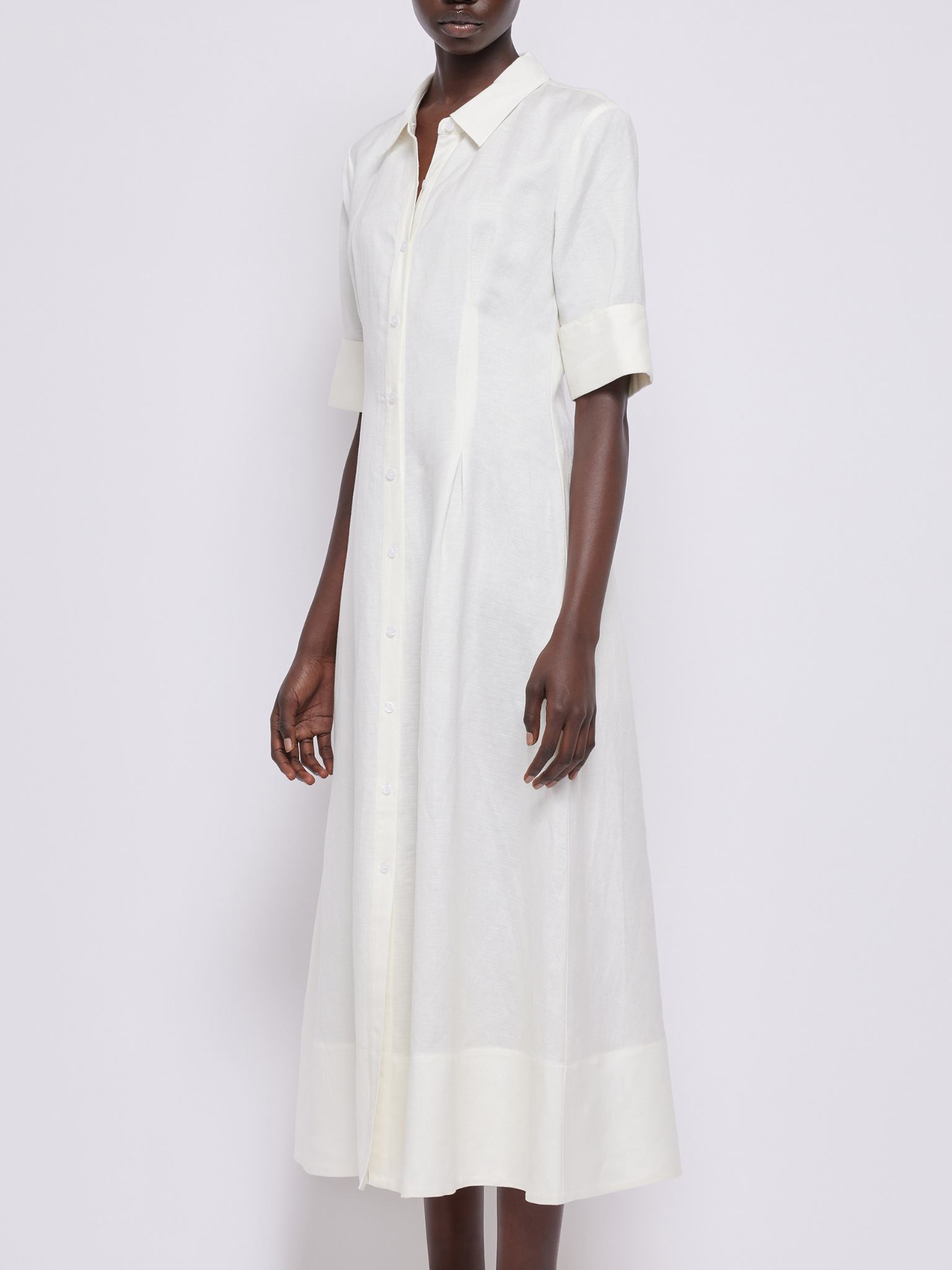 Claudine Short Sleeve Shirt Midi Dress