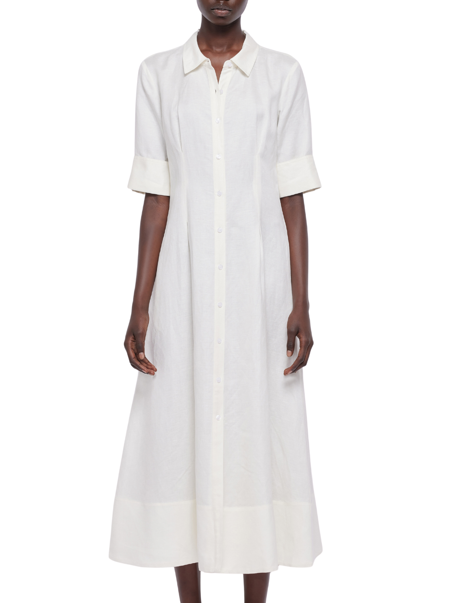 Claudine Short Sleeve Shirt Midi Dress