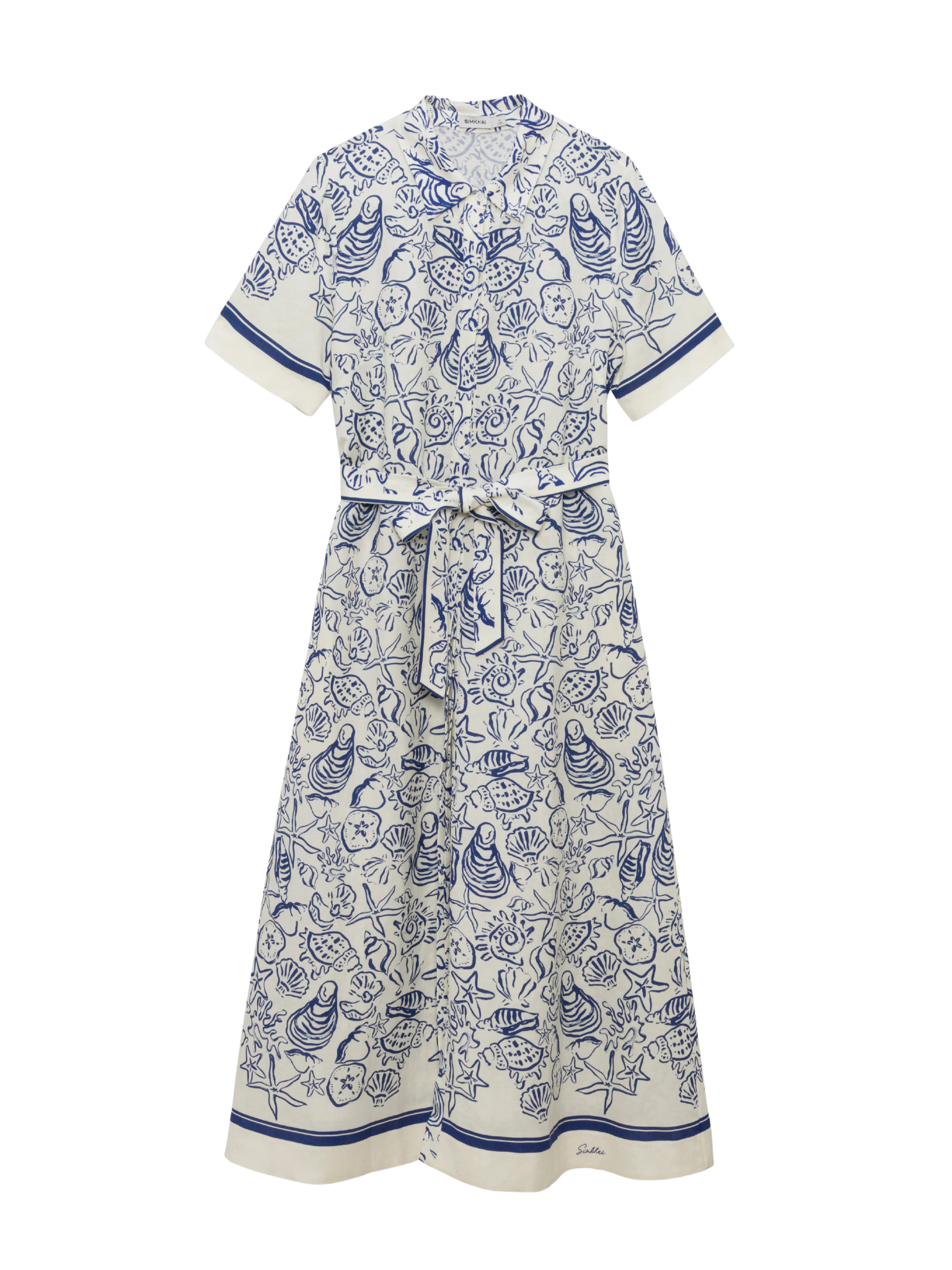 Audria Short Sleeve Belted Midi Dress