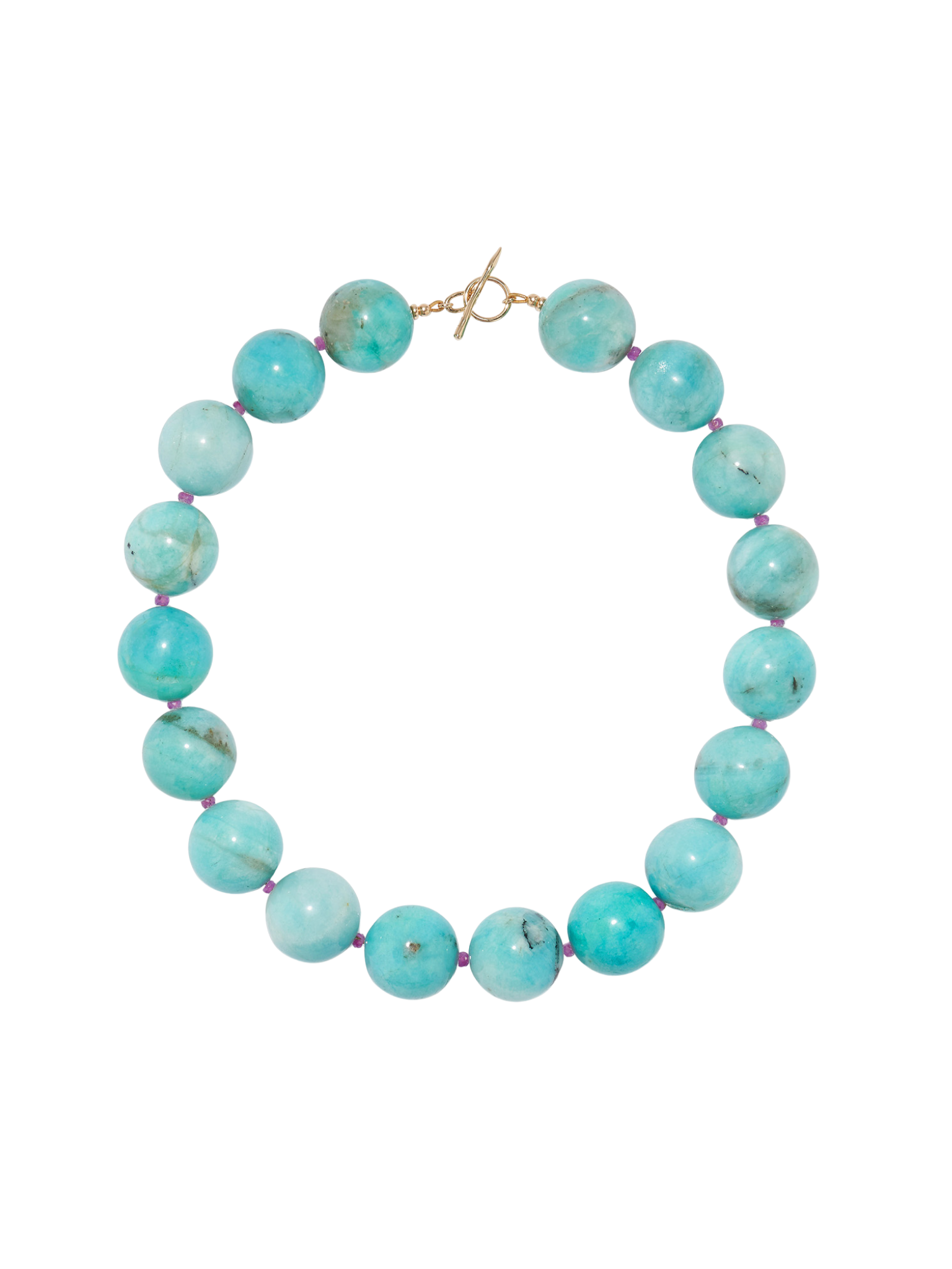 Jumbo Amazonite, Pink Sapphire & 14k Gold Necklace