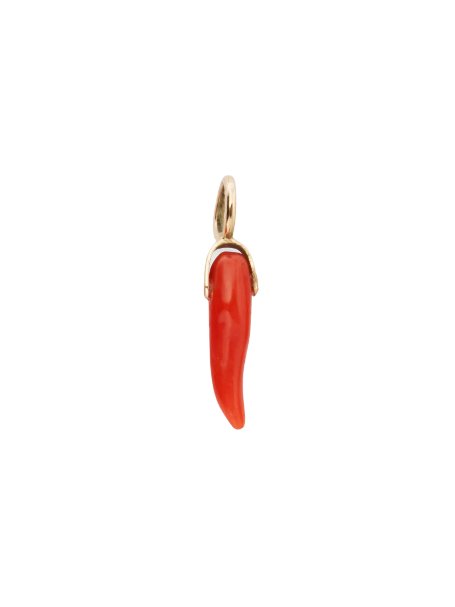 Coral Horn 14k Gold Necklace Charm