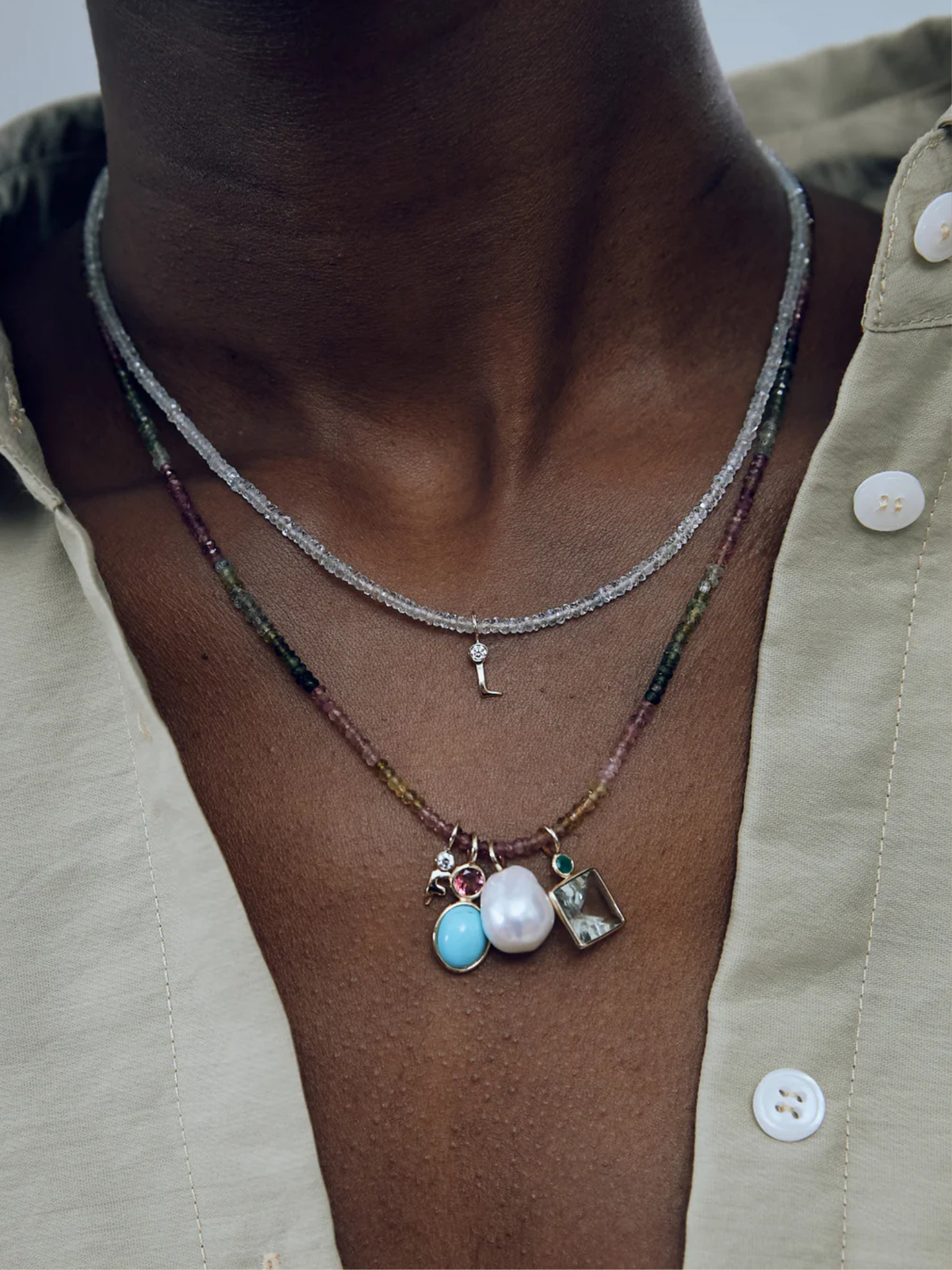 Tiny Beaded 14k Gold Necklace
