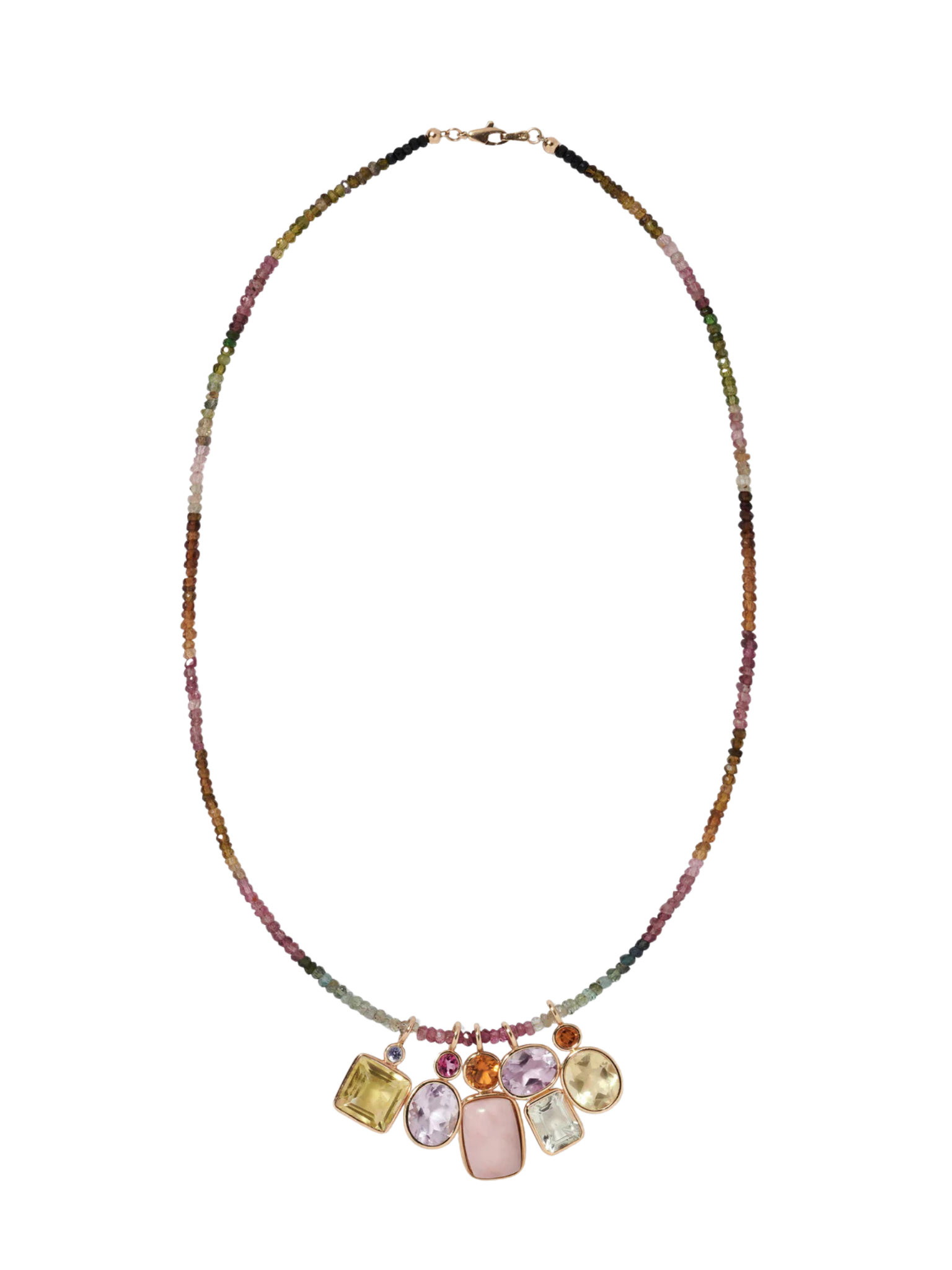 Stacked Oblong 14k Gold Necklace Charm