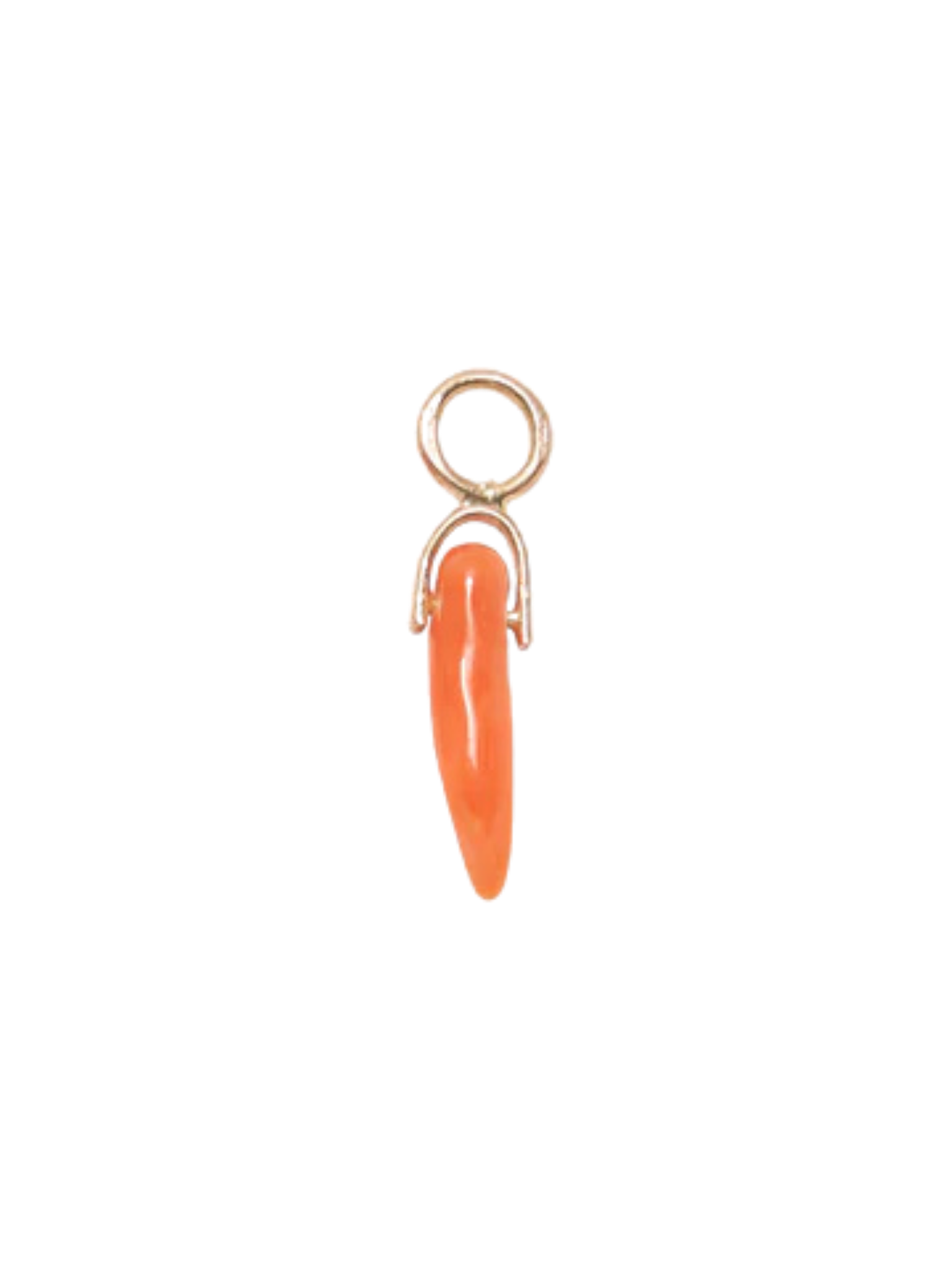 Coral Horn 14k Gold Necklace Charm