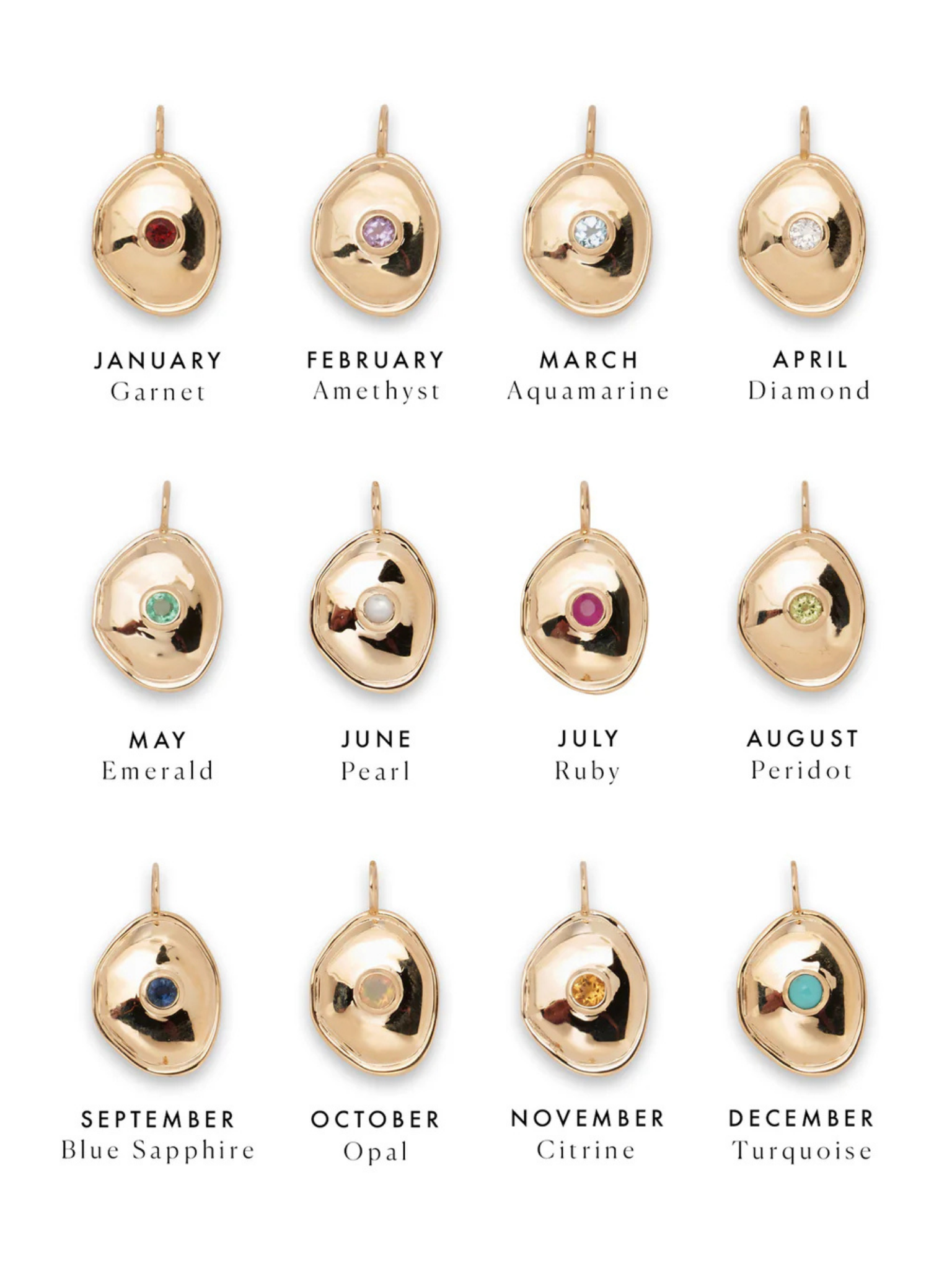 Birthstone 14k Gold Necklace Charm
